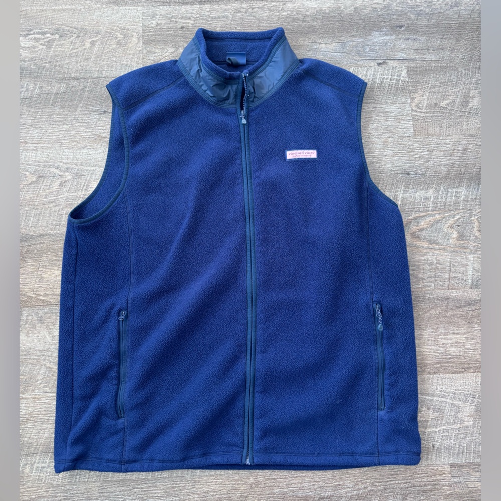 Vineyard Vines Navy Fleece Harbor Blue Vest- XXL - Picture 2 of 8